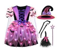 Spooktacular Creations Child Girl Light up witch costume, Magic Deluxe Fancy Dress Outfit