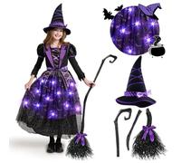 Spooktacular Creations Child Girl purple witch costume bat skirt for Halloween (Medium (8-10yr))