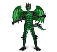 Spooktacular Creations Child Green Dragon Costume, Boys Dragon Wings, Tail and Mask Set for Halloween Dress Up (Small(5-7 yrs))