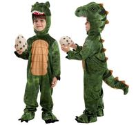 Spooktacular Creations Child Green Realistic T-rex Costume Dinosaur Jumpsuit with Toy Egg for Boys Halloween Dress-up Party (Small (5-7 yrs))