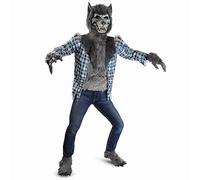 Spooktacular Creations Child Unisex Blue Werewolf Costume with Mask, Gloves and Shoes Cover, Halloween Kids Fancy Dress,Animal Theme Party-Large(10-12 yrs)