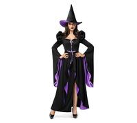 Spooktacular Creations Classic Witch Costume Outfit for women, Halloween Costume with Witch Dress Hat Accessory for Cosplay