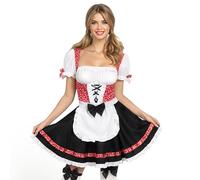 Spooktacular Creations Ensemble de costumes d'Oktoberfest allemand pour femmes, robe de fille de bière allemande noire et rouge et bas hauts S
