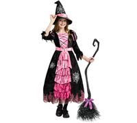 Spooktacular Creations Fairytale Pink Witch Cute Witch Costume Deluxe Set with Hat for Girls