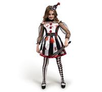Spooktacular Creations Girls Clown Costume, Scary Clown Costume, Black and White Bloody Jester Dress for Girls Halloween Dress Up, Role Play, Cosplay Party-M
