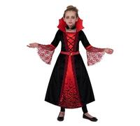 Spooktacular Creations Girls Gothic Vampire Costume, Victorian Vampiress Queen Cloak, Noble Medieval Queen Halloween Dress up-M(8-10yr)