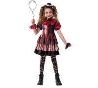 Spooktacular Creations Girls Scary Clown Costume, Twisted Clown Dress Outfit, Scary Jester Apparel for Girls-L