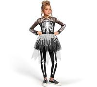 Spooktacular Creations Girls Skeleton Costume, Ghostly Skeleton Tutu Dress for Girls Halloween Dress Up, Role Play, Cosplay Party-M