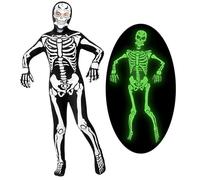 Spooktacular Creations Glow in the Dark Skeleton Costume for Kids Boys, Halloween Costume for Kids, Skeleton Jumpsuit(Toddler(3-4 yrs)) (Small(5-7 yrs))