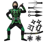 Spooktacular Creations Green Ninja Deluxe Costume Set with Ninja Foam Accessories Toys for Kids Kung Fu Outfit Halloween Ideas (Small (5-7yr))