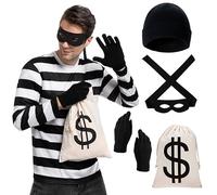 Spooktacular Creations Halloween Adult Robber Costume Set, Include T-shirt Gloves Bags and Eye Mask for Halloween Party