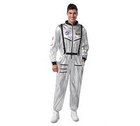 Spooktacular Creations Halloween Astronaut Costume Adult Men, Silver Space Suit Spaceman Jumpsuit Pilot Outfit for Dress Up Festival Cosplay Parties(Large)