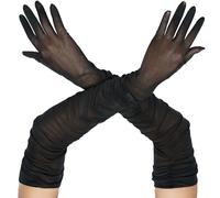 Spooktacular Creations Halloween Black Mesh Long Gloves for Adult Women, Black Sheer Long Opera Gloves for Halloween Costume Dance Party