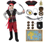 Spooktacular Creations Halloween Boys Costume, Boys Pirate Outfit, Kids Buccaneer Apparel with Accessories for Halloween Party Role Playing(Medium(8-10 yrs))