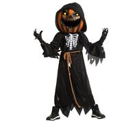 Spooktacular Creations Halloween Child Boy Scarecrow Pumpkin Reaper Costume with Kids Pumpkin Head for Halloween Cosplay, Role Playing (Medium (8-10yr))