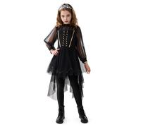 Spooktacular Creations Halloween Child Girl Black Princess Costume, Fallen Dress Outfit with Headband for Kids Halloween Roleplay Themed Parties