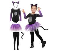 Spooktacular Creations Halloween Child Girl Purple Black Tutu Cat Skirt costume for Party (3T (3-4 yr))