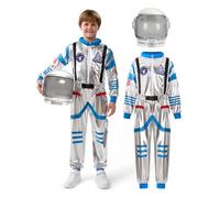 Spooktacular Creations Halloween Child Unisex Astronaut Costume, Silver Blue Pilot Jumpsuit with Helmet for Kids Halloween Cosplay, Party Favors (Small, 5-7 yrs)