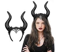 Spooktacular Creations Halloween Devil Horns Headband, Black Devil Ram Headgear, Demon Dragon Horns headwear for Kids Adult Halloween Succubus Costume Party Dress up Cosplay Accessories