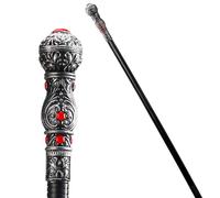 Spooktacular Creations halloween Elegant Vintage Cane Wizard Staff Sliver 58 inches Costume Prop Stick, Scepter Halloween Walking Canes Accessories for Kids, Vampire Dress-up Pretend Play