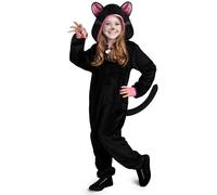 Spooktacular Creations Halloween Kids Jumpsuit, Black Cat Costume Cosplay Child, Zip-Up Hooded Jumpsuit for Halloween Dress Up