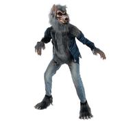 Spooktacular Creations Halloween-Kostüm für Kinder, Werwolf, graues Haar, Wolfskostüm mit Maske für Kinder, Jungen, Mädchen, Halloween-Verkleidung, Rollenspiele, Cosplay-Party, L (10-12 Jahre)