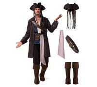 Spooktacular Creations Halloween Pirate Costume Men, Captain Smuggler Deluxe Outfit With Hat Booscover Belt for Cosplay Themed Parties(X-Large)