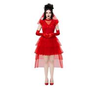 Spooktacular Creations Halloween Red Bride Costume Women, Red Gothic Wedding Dress Women for Adult Halloween Costume Dress Up Party (Large)