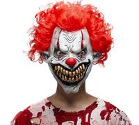 Spooktacular Creations Halloween Scary Clown Mask, Horror Face Creepy Zombie Latex Masks Costume Accessories for Adults Men Halloween Party Dress Up Killer Cosplay Prop