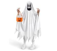 Spooktacular Creations Halloween White Ghost Costumes for Kids, Smile and Boo Ghost Costume for Halloween Spooky Trick-or-Treating (Large (10-12 yrs))