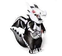 Spooktacular Creations Inflatable Costume for Kids, LED Light Eyes Dragon Skeleton Air Blow Up Costume, 3D Horns Wings for Halloween Parties (3ft11” - 4ft7”)