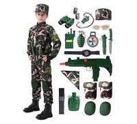 Spooktacular Creations Kids Army Special Forces Costume, Camo Trooper Costume Outfit for Kids, Halloween Dress Up, Role-Playing, and Carnival Cosplay (XL (12-14 yr))