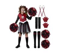 Spooktacular Creations Kids Halloween Cheerleader Costume, Zombie Cheerless Costume for Girls, Dead Cheer Outfit Toddlers for Halloween Scary Spiritless Dress Up Parties, M