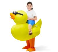 Spooktacular Creations Kids Inflatable Costume, Riding a Yellow Duck, Ride-on Blow Up Costume, Funny Halloween Duck Costumes Inflatable Suit for Halloween Dress Up Party