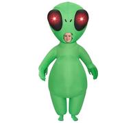 Spooktacular Creations Kids Inflatable Costumes with Light Up Eyes, Full Body Alien Blow Up Outfit, Green Inflatable Outfit for Halloween Apparel Cosplay Alien Themed Parties