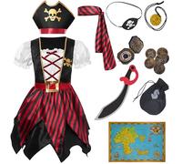 Spooktacular Creations Kids Pirate Costume, Buccaneer Princess Dress for Girls Halloween theme party and Role Play-M