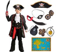 Spooktacular Creations Kids Pirate Costume, Child Boy Role Play Dress Up for Boys Halloween Carnival Fancy Dress Buccaneer Captain Cosplay Suit with accessories