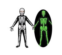 Spooktacular Creations Kids Skeleton Costume, Unisex Glow in the Dark Skeleton Bodysuit with Mask for Boys, Girls Halloween Dress Up, Role Play, Cosplay Party-S