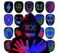Spooktacular Creations Led Light Up Halloween Mask with Gesture Sensing, Face Transforming Led Mask for Adult Teen Glow in the Dark Cosplay Costume Accessory, Halloween Masquerade Party Dress Up Prop