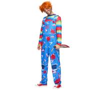 Spooktacular Creations Men Creepy Doll Costume, Horrible TV-Series Serial Killer Costume with Top and lederhosen for Horror Halloween Costumes Role Play-M