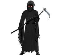 Spooktacular Creations Men Dark Grim Reaper Costume with Grim Reaper Cloak,Scary Mask, Glasses, Belt, and Gloves for Halloween Cosplay Parties-XL