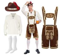 Spooktacular Creations Men’s German Bavarian Oktoberfest Costume Set, Beer Costume Hat for Adults Halloween and Beer Festival, Brown, Medium