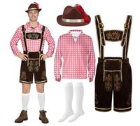 Spooktacular Creations Men’s Green Blue Red Plaid German Bavarian Oktoberfest Costume Set for Halloween Dress Up Party and Beer Festival
