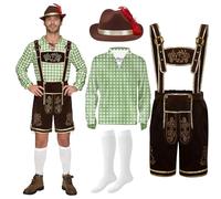 Spooktacular Creations Men’s Green Plaid German Bavarian Oktoberfest Costume Set for Halloween Dress Up Party and Beer Festival M