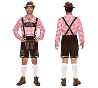 Spooktacular Creations Men’s Red Plaid German Bavarian Oktoberfest Costume Set for Halloween Dress Up Party and Beer Festival L