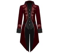 Spooktacular Creations Men Wine Red Steampunk Costume,Tailcoat Medieval Costume for Halloween Costume Men 2024 Cosplay-L