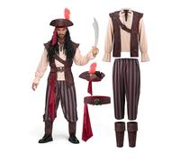 Spooktacular Creations Mens Caribbean Pirate Costume Adult Sea Captain Robber Costume for Halloween-XXL