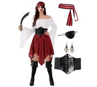 Spooktacular Creations Pirate Women Costume, Renaissance Buccaneer Costume for Adult, Halloween Costumes for Holiday Parties Role Play(Large)