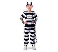 Spooktacular Creations Prisoner Jail Halloween Costume with Tattoo Sleeve and Toy Handcuffs for Kids