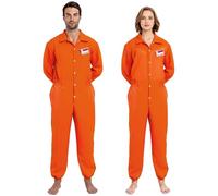 Spooktacular Creations Prisoner Jumpsuit Orange Prison Escaped Inmate Jailbird Coverall Costume with Name Tag